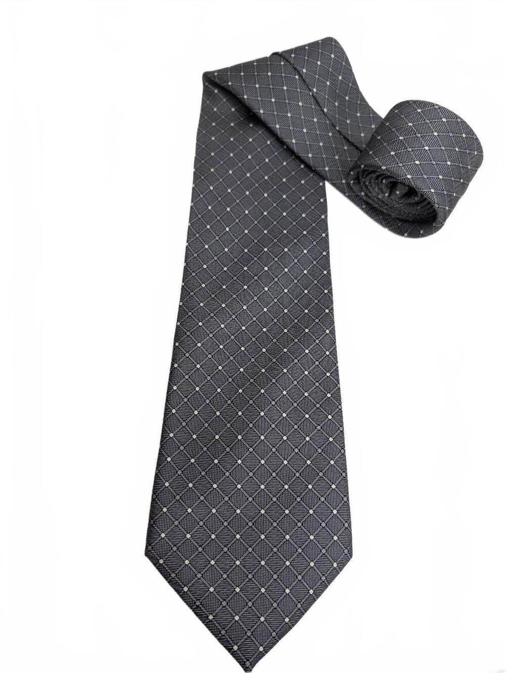 Bijoux Terner Men's 100% Silk Handmade Gray Patterned Tie
